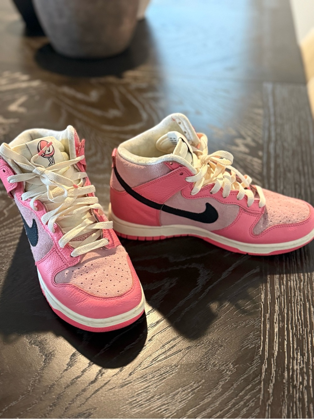 Nike Kids Pink and Black High-Top Sneakers